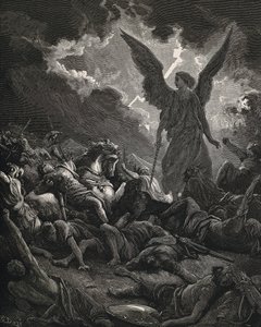 The Holy Bible. 1866. Sennacherib (705-681 BC). King of Assyria (705-681 BC). Angel of Yahweh of the Army of Sennacherib. Engraving