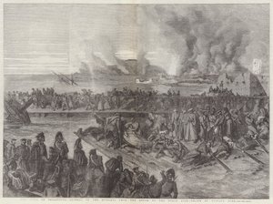 The Siege of Sebastopol, Retreat of the Russians from the South to the North Side by Gustave Dore