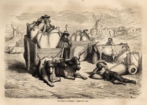 The tinajas of the Channel, the use of these huge earthen jars replaces the use of barrels and their use is very old. Engraving to illustrate the voyage to Spain by Gustave Dore (1832-1883) illustrator and Baron Ch. Davillier reactor, in 1862, published in
