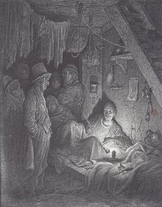 Victorian opium smoking den in London by Gustave Dore