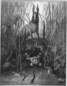 The Hares and the Frogs - from "Fables" by Jean de La Fontaine by Gustave Dore