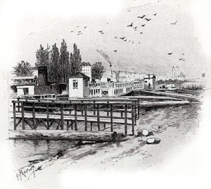 Water Buses Repair Workshops on the Seine River in Paris by Gustave Fraipont