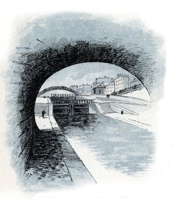View of the locks of the Canal Saint-Martin, Paris by Gustave Fraipont