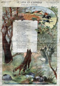 The Wolf and the Lamb. Fables by Jean de La Fontaine (1621-95). Illustration by Gustave Fraipont (1849-1923). Private collection. by Gustave Fraipont