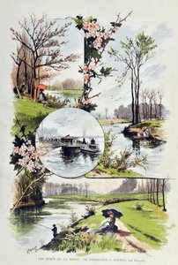 The edge of the Marne: from Charenton to Nogent in 1887. Illustration by Gustave Fraipont. Engraving of 1887 in Paris-Illustrous journal weekly.