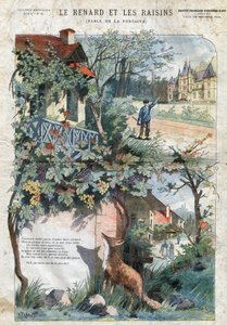 The fox and the grapes. Fables by Jean de La Fontaine (1621-95). Illustration by Gustave Fraipont (1849-1923). Private collection. by Gustave Fraipont
