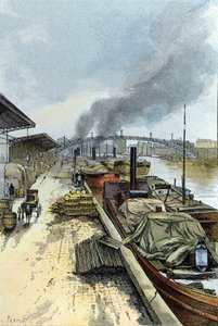 View of the Canal de la Villette in Paris by Gustave Fraipont