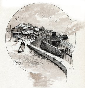 View of the Point du Jour district, Boulogne-Billancourt. Drawing by Gustave Fraipont from Saint-Juirs by Gustave Fraipont