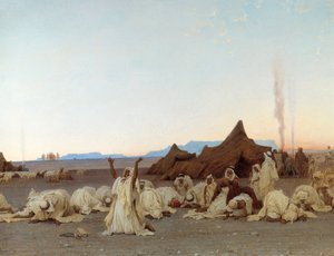 Evening Prayer in the Sahara Desert (detail) by Gustave Guillaumet