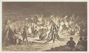 Untitled [Painting of The Campfires at Camp de Chalons by Bénédict Masson], 1857 by Gustave Le Gray