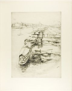 Barges at Auteuil by Gustave Leheutre