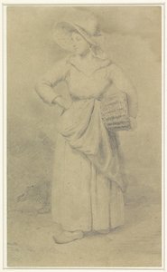 Standing Maid with a Basket Under Her Arm