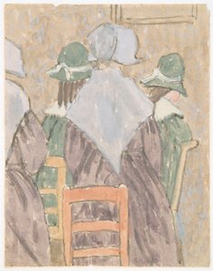 Nuns and Schoolgirls Standing in Church by Gwen John