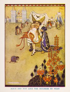 Alice did not like the Duchess so near, The nursery Alice in Wonderland retold for the nursery by Irene Pearl; the pictures by Gwynedd Hudson by Gwynedd M. Hudson