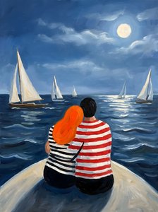 Couple on Moonlit Sea by HUGO