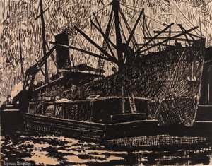 Liner and Tug by H. Lyman Sayen