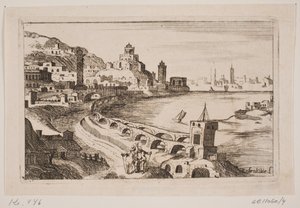 Riverbank with oriental city