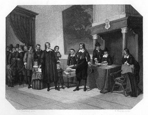 Reception of the French Protestants in Amsterdam, Late 17th Century c1870