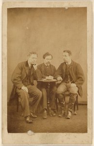 Three unidentified men, seated by H. Tollerton