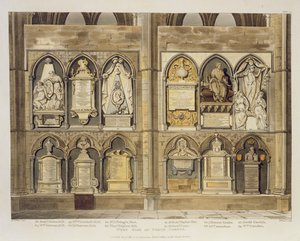 West Side of Poets Corner, Plate 24 from Westminster Abbey, Engraved by J. Bluck, Published by Rudolph Ackermann