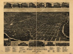 Perspective Map of Fort Worth by H. Wellge