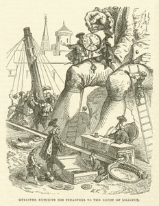 Gulliver Exhibits His Treasures to the Court of Lilliput by after Hablot Knight Browne