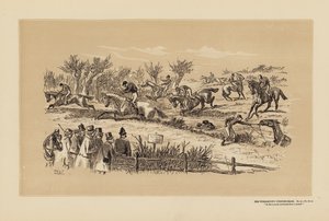 The Tumbletown Steeple-Chase, No 6, The Brook by Hablot Knight (1815 92) Browne
