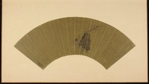 A peddler and a child looking at the moon, Edo period, late 17th-early 18th century