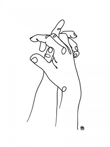 Connected Hands Line Art by Hanna Lee Tidd