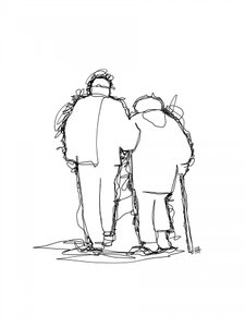 Elderly Couple Walking by Hanna Lee Tidd
