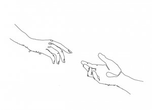 Minimalist Hands Reaching by Hanna Lee Tidd