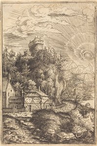 Landscape with a Castle and Radiating Sun