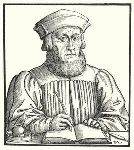 Johannes Aventinus, Bavarian Renaissance humanist, historian and philologist (engraving) by Hanns Sebald Lautensack