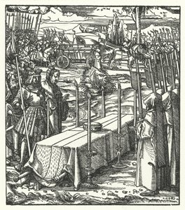 Archduke Maximilian of Austria beside the coffin of the assassinated Louis de Bourbon, Prince-Bishop of Liege
