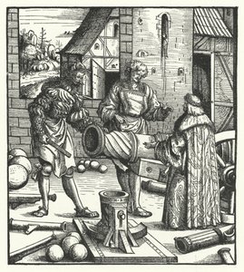 Archduke Maximilian of Austria Consulting Gunsmiths by Hans (after) Burgkmair