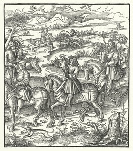 Archduke Maximilian of Austria Hunting Herons by Hans (after) Burgkmair