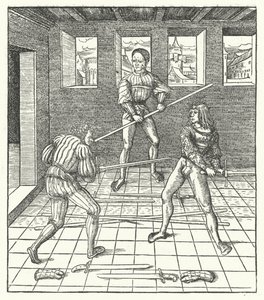 Archduke Maximilian of Austria Learning the Art of Fencing by Hans (after) Burgkmair