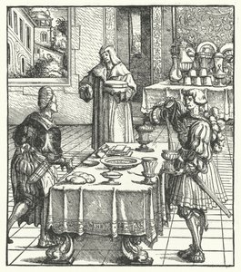 Archduke Maximilian of Austria learning the culinary arts by Hans (after) Burgkmair