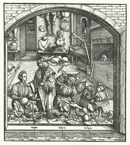Archduke Maximilian of Austria Visiting an Armourer by Hans (after) Burgkmair