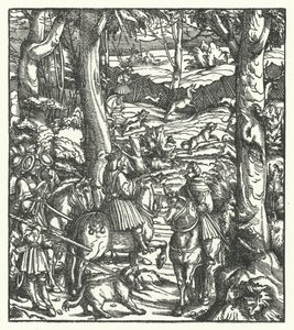 Maximilian I, King of the Romans, Receiving a Message While Hunting by Hans (after) Burgkmair