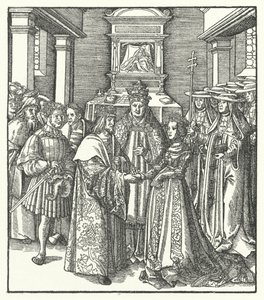 Pope Nicholas V presiding over the marriage of the Holy Roman Emperor Frederick III and Eleanor of Portugal in Rome