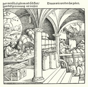 The Cautious Merchant by Hans (after) Burgkmair