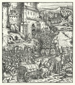 The Capture of the City of Tongeren by Hans (after) Burgkmair