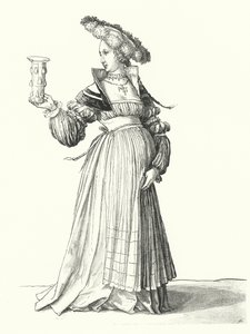 Costume of a woman of Basel (engraving) by Hans (after) Holbein the Younger