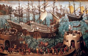 Embarkation of Henry VIII at Dover on the Galion Henri Grace a Dieu