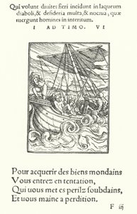 The Seaman in a Storm (engraving) by Hans (after) Holbein the Younger