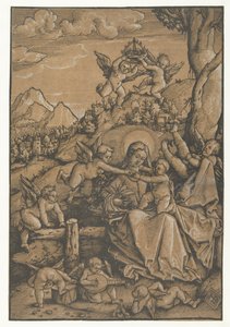 Mary with Child with Eight Angels in a Landscape