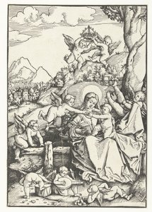 Mary with Child with Eight Angels in a Landscape
