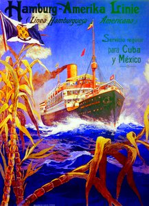 Poster Advertising the Hamburg American Line by Hans Bohrdt