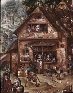 View of the Village with Burlesque Scenes (detail) by Hans Bol